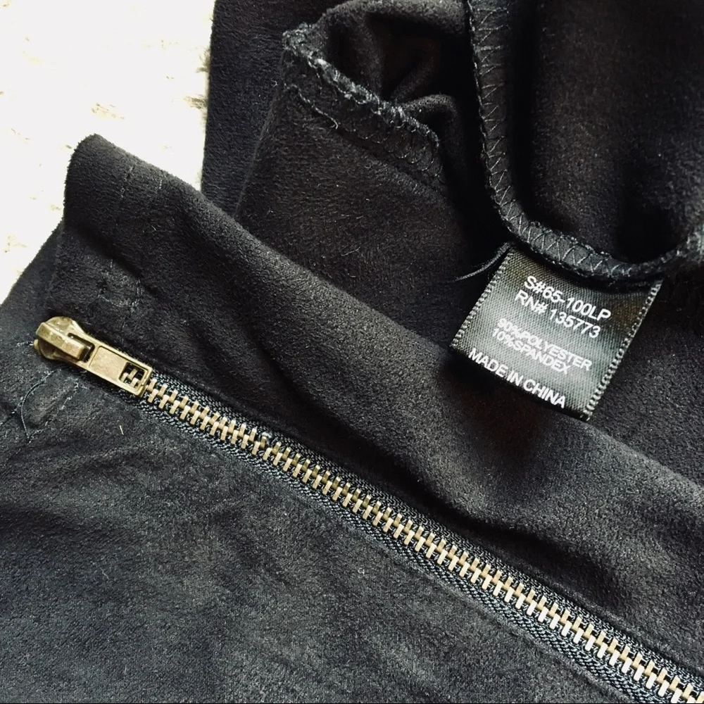 Vestique: High-waisted blk faux suede leggings - Picture 1 of 4